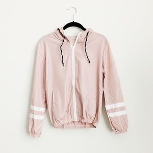 Pink and White Varsity Windbreaker Jacket